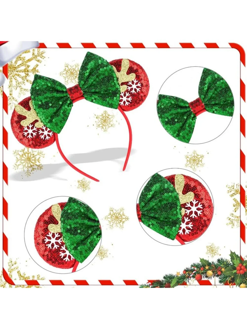 Women Green Red Cartoon Mickey Mouse Costume Headband For Cosplay